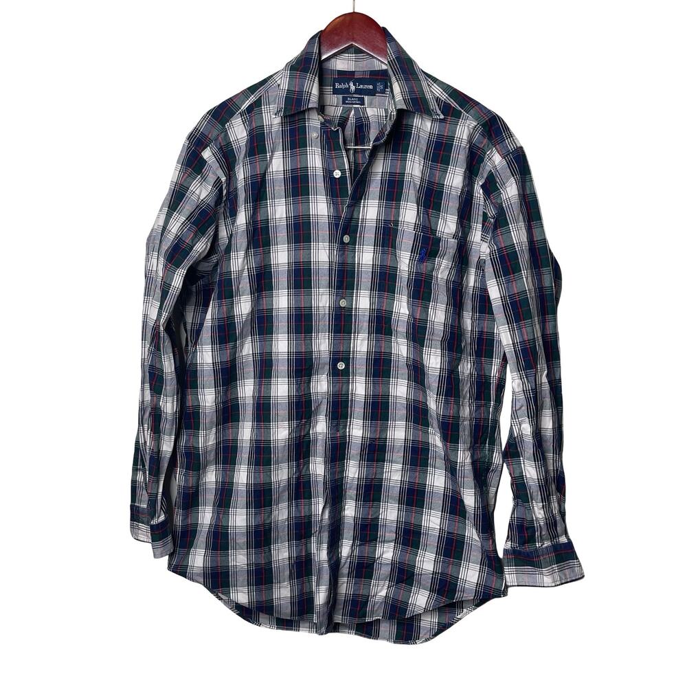 Ralph Lauren vintage Blaine green plaid cotton shirt sz S
